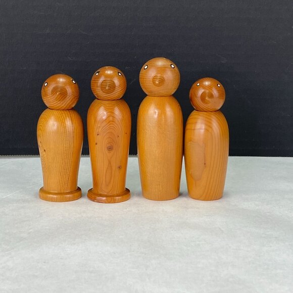 Vintage Wood Bird Figurines Removable Posing Heads Set of 4 - Picture 1 of 10